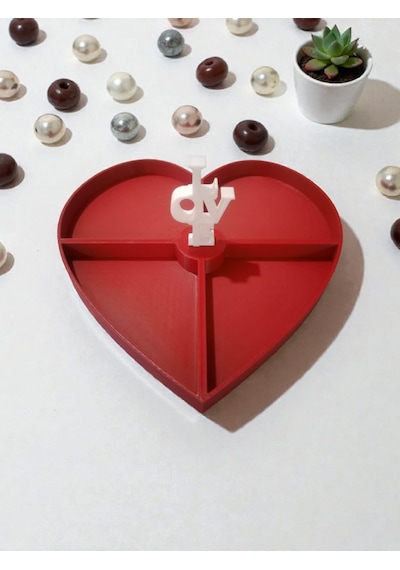 Dekoratif Çerezlik Love Aşk Yazılı Kırmızı - Beyaz