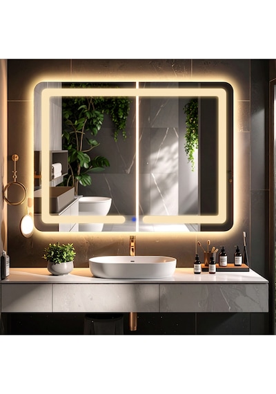 Linea Günışığı Kumlamalı Lavabo & Banyo Aynası Dokunmatik Sensörlü 80 X 60