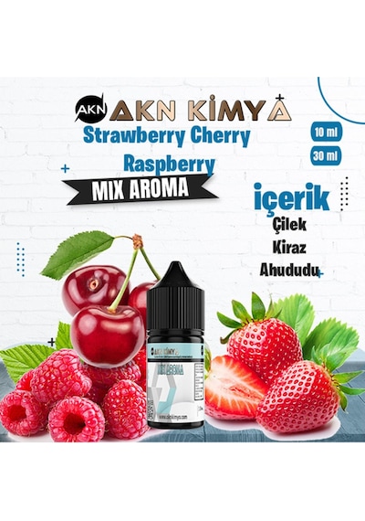 Akn Kimya Strawberry Cherry Raspberry Mix Aroma Çilek Kiraz Ahududu Gıda Aroması 10 Ml