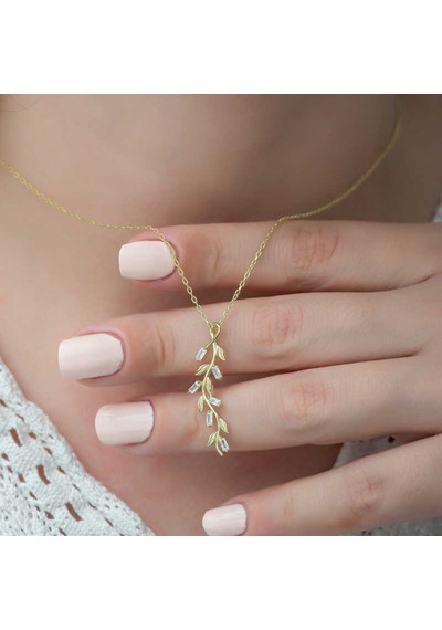 Gümüş Gold Sarmaşık Kadın Kolye (551174508)