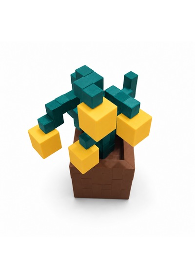 Piksel İnci Çiçeği Biblo - 3d Baskı, Minecraft Esintili Sarı