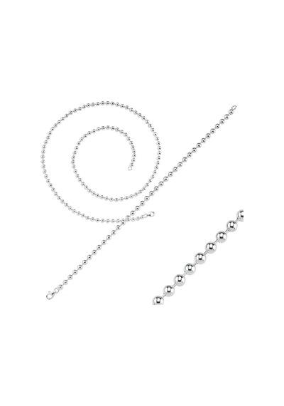 Gümüş Top Erkek Kolye Zincir ve Bileklik Set 33Gr 4Mm Msn19S