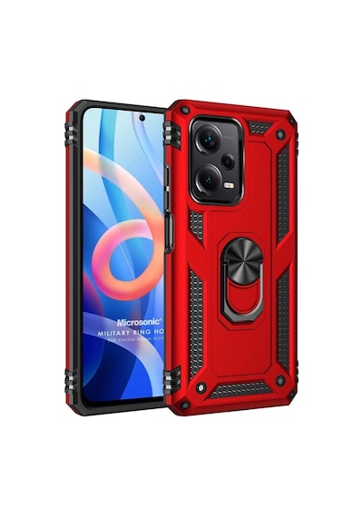 Tr Pro 5g Kılıf Military Ring Holder Kırmızı 12 Pro 5g İle Uyumlu Kılıf - Kırmızı Diğer