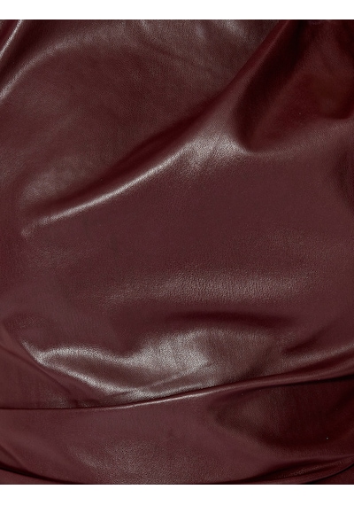 Koton Drape Detaylı Kolsuz Asimetrik Kesim Suni Deri Bluz Bordo 5wak60204uw