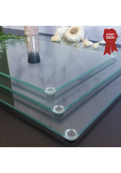 Decorita Cam Kesme Tahtası - Cam Kesme Tablası - 3'lü Takım Saydam
