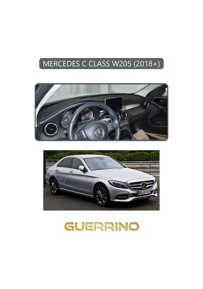 Mercedes C Class W205 2018+torpido Koruma Halısı Gri Kenar