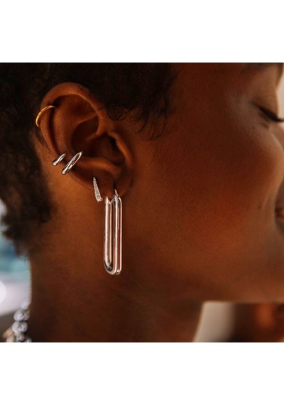 Silver Renk Delik Gerektirmeyen Düz Earcuff Kıkırdak Küpesi Renkli