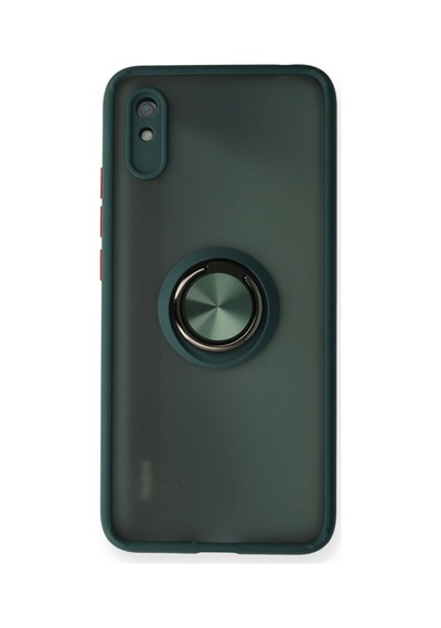 Xiaomi Redmi 9a Uyumlu Kılıf Montreal Yüzüklü Silikon Kapak - Yeşil