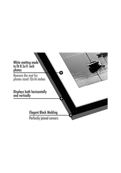 12 X 16 Resim Çerçevesi Seti 5 İnç Siyah - Mat İle 8,5 X 11 Resim Çerçevesi Veya 12x16 Çerçeve Olarak Kullanın -