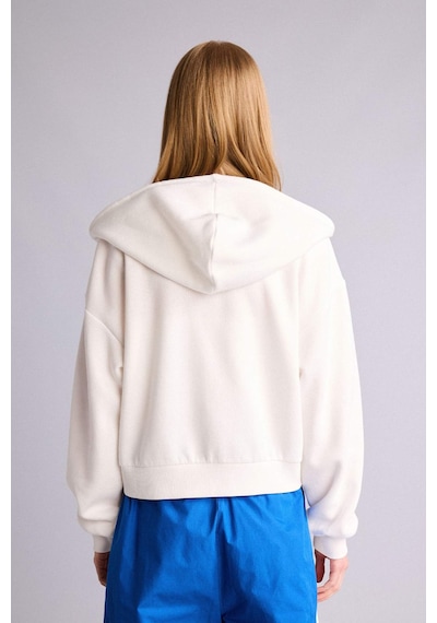 Defacto Cropped Fit Kapüşonlu Kalın Fermuarlı Sweatshirt Z7069az26auwt32 Beyaz-wt32