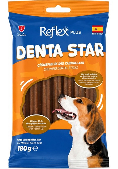 Reflex Plus Denta Star Diş Sağlığı Destekleyici Orta Irk Köpek Ödül Maması 180 Gr