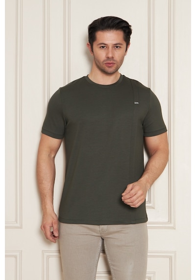 Erkek Jeuss Oysho Kumaş Sıfır Yaka Haki Tshirt