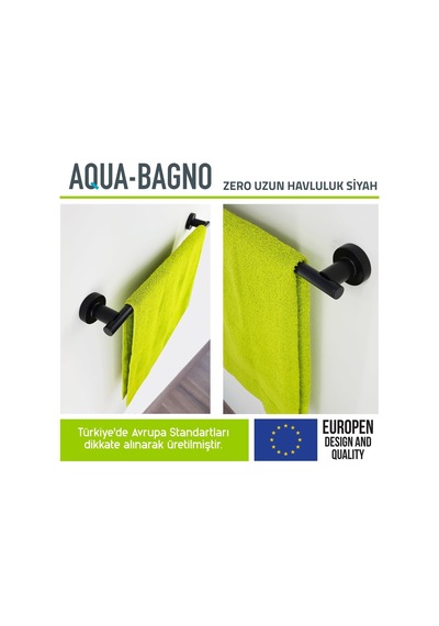 Aqua Bagno Zero Uzun Havluluk 50 Cm. Mat Siyah