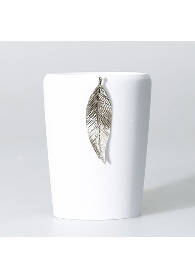Leaf Sıvı Sabunluk Beyaz Gümüş