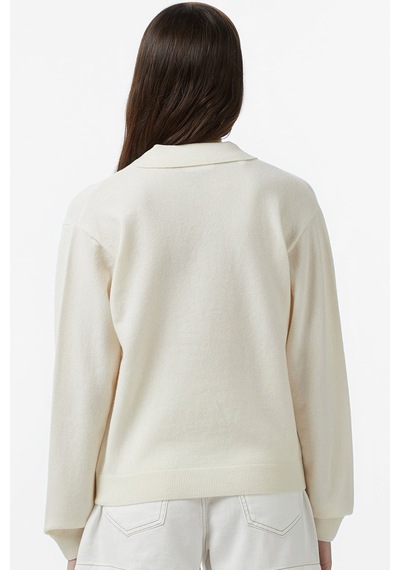 Lacoste Women's Classic Fit Polo Collar Cream Sweater Kadın Polo Yaka Clasic Fit Yün Kaşmir Kazak Krem Krem Lacoste Women's Classic Fit Polo Collar Cream Sweater Kadın Polo Yaka Clasic Fit Yün Kaşmir Kazak Krem Krem