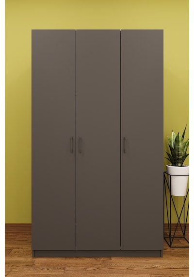 Asra Trend 3 Kapaklı Gardırop G-01 %100 MDF Geniş Hacimli Elbise Dolabı Antrasit