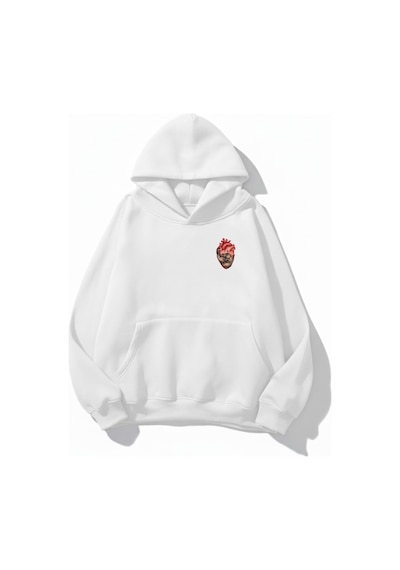 Uyguntarz Unisex Yumuşak Dokulu Canım Kedilerim Baskılı Tasarım Oversize 3 İplik Hoodie Sweatshirt beyaz