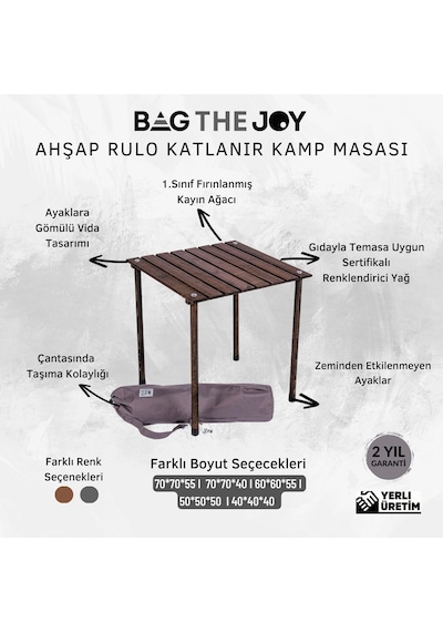 Bag The Joy Ahşap Masa Sandalye Seti Antrasit-lacivert-50 50 50cm Kahverengi - Lacivert