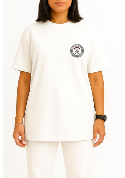 Bahriyeli Collection Oversize Sg Cep Ve Sırt Baskılı Unisex T-shirt Beyaz