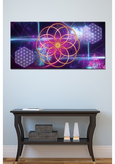 Yaşam Çiçeği Kutsal Geometri Sri Yantra Kanvas Tablo (8 Farklı Ölçü) 60 x 30