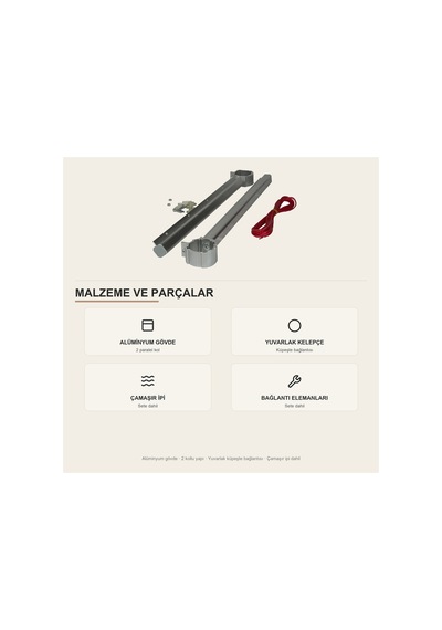 Alüminyum Balkon Çamaşır Askısı Çamaşır İpi Dahil gri