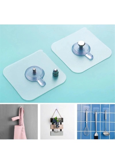 Hubrendy Çer 3 Lü Yapışkanlı Mutfak Banyo Raf Tutucu Askı Pin Çerçeve Çok Amaçlı Askısı