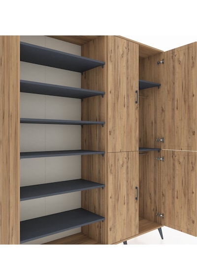 Hyperion Gardrop 8 Raflı 4 Kapaklı 2 Askılı 176x44x221 Çam-çam/antrasit Çam/antrasit Hyperion Gardrop 8 Raflı 4 Kapaklı 2 Askılı 176x44x221 Çam-çam/antrasit Çam/antrasit