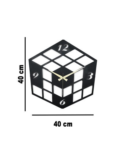 Küp Model Metal Lazer Kesim Akar Sessiz Mekanizmalı Duvar Saati 40 40 Cm -m016 Siyah