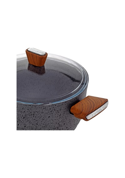 Bonera Granit 24 Cm İndüksiyon Tabanlı Derin Tencere gri