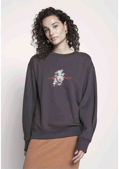 Lady Gaga Baskılı Füme Antrasit Kadın Sweatshirt (534633140)
