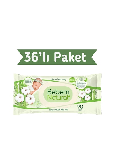 Bebem Natural Islak Havlu Mendil 90x36 3240 Yaprak