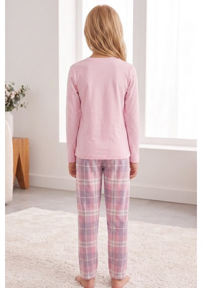 Siyah İnci Pamuklu Likralı Örme Pijama Takım26241183 Pembe