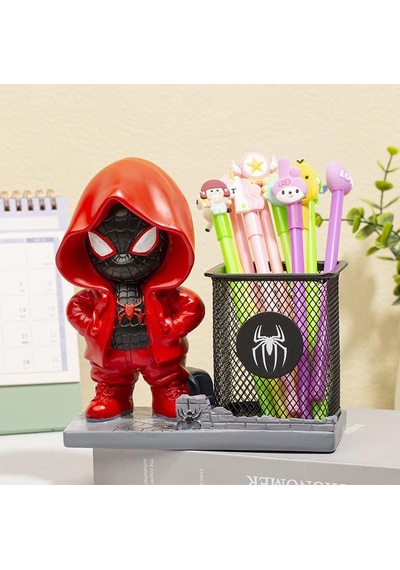 Spıderman Pen Figürlü Masaüstü Kalemlik - Kırmızı Kırmızı