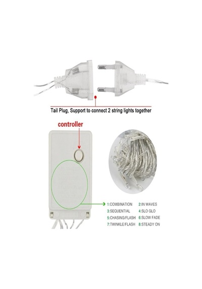 Kalp Şekilli 2 Metre 124 Led 8 Mod Saçaklı Led Işık Kırmızı