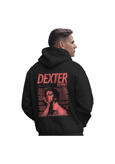 Sevbano Dexter Morgan Dizi Baskılı Unisex Oversize Premium Kapüşonlu Hood Siyah