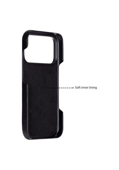 Bloomcase Ultimate Jacket Obsidian Black Apple Uyumlu iPhone 17 Pro Hakiki Deri Kılıf Siyah