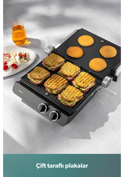 Homend lliant 1342h 3 In 1  Gövde Çift Taraflı Xl Döküm Plaka Tost Ve Izgara Makinesi