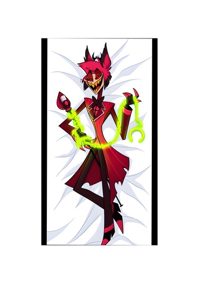 Owl Bag Hazbin Hotel - Alastor Desenli Tek Yön Baskılı Sarılma Yastığı Kılıfı Çok Renkli