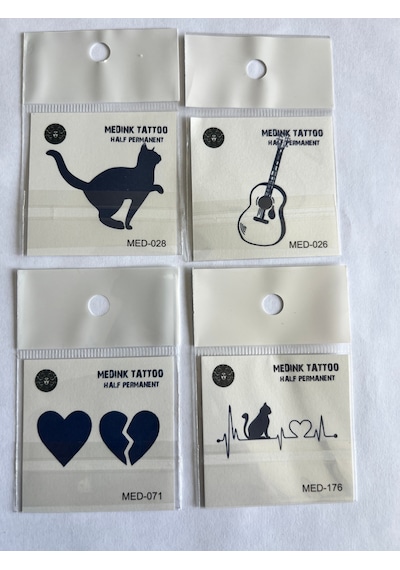 Kedi 4 Adet Birden Minimal 3 Hafta Kalıcı Geçici Dövme Seti