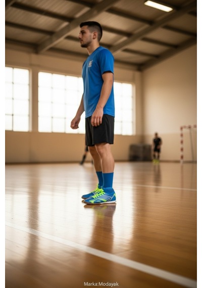 Walked Mavi Sarı Çoraplı 435 Halısaha Krampon Futbol Ayakkabısı Mavi 