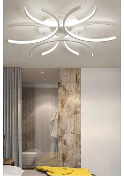 Levora Beyaz Renk Modern Tasarım - Oturma Odası - Salon - Mutfak - Yatak Odası Beyaz Led Avize Beyaz