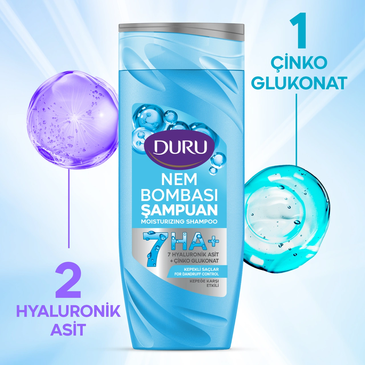 Duru Nem Bombası Kepekli Saçlar İçin Kepeğe Karşı Etkili Şampuan 3x400 Ml Kepekli