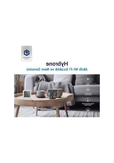 Hybrone Akıllı Wi-fi Lcd Ekranlı Sıcaklık Ve Nem Sensörü, Gerçek Zamanlı Sıcaklık Ve Nem Verileri, Uygulama Üzerinden Anında Bildirim