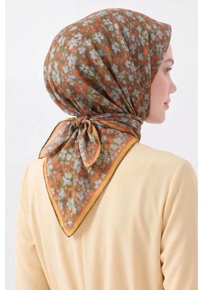 Silk Home Mini Floral Desen Soft Pamuk Eşarp Yeşil