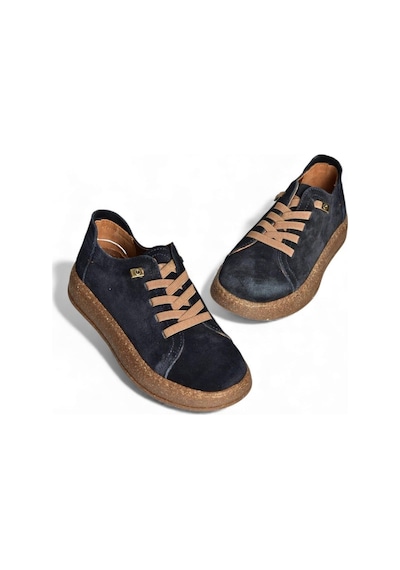 Fox Shoes V999060502 Lacivert Hakiki Deri Süet Kadın Spor Ayakkabı Sneakers Lacivert
