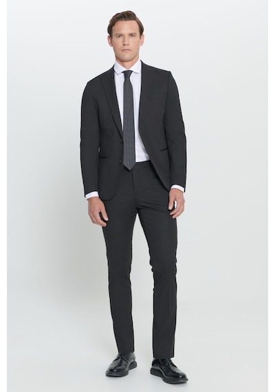 AC&Co / Altınyıldız Classics ERKEK SIYAH Ekstra Slim Fit Dar Kesim Kırlangıç Yaka Takım Elbise Siyah