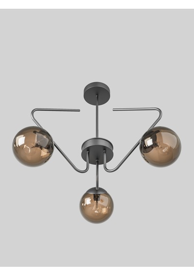 Lunor Siyah Metal Bal Rengi Cam Küre Başlıklı Modern 3'lü Avize