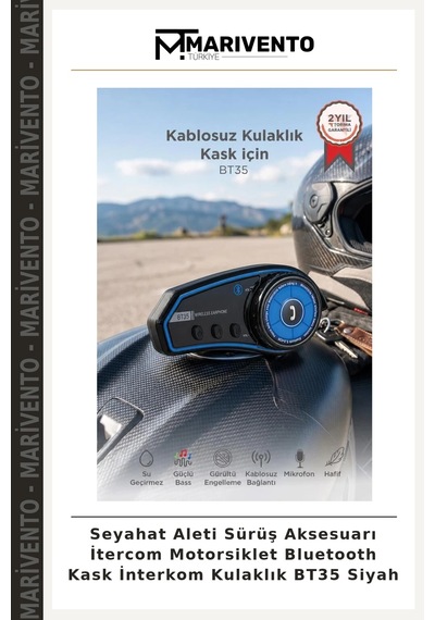 Seyahat Aleti Sürüş Aksesuarı İtercom Motorsiklet Bluetooth Kask İnterkom Kulaklık Bt35 Siyah