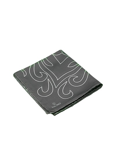 Mim Eşarp Valino Degrade Desenli Şifon Eşarp 90x90 Cm Koyu Gri