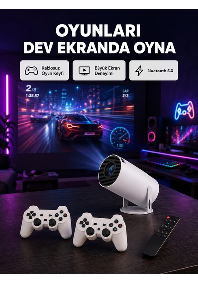 Mey İthalat 4k Wi-fi 6 Projeksiyon Cihazı - 10.000+ Oyun Desteği, Kablosuz Bağlantı Ve Çoklu Giriş Portları Yeni Nesil
